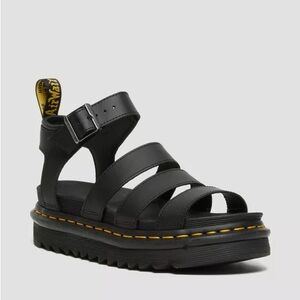 Dr. Martens Strappy Leather Black Platform Sandals - Size 8